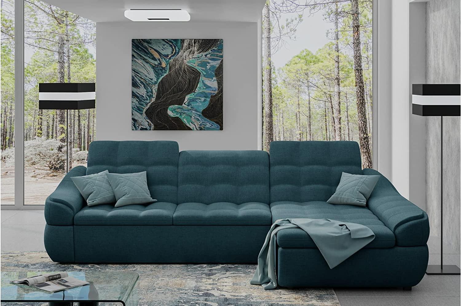 Stylefy Alisa Ecksofa Rechts ohne Schlaffunktion Strukturstoff INARI Türkis Bild 1