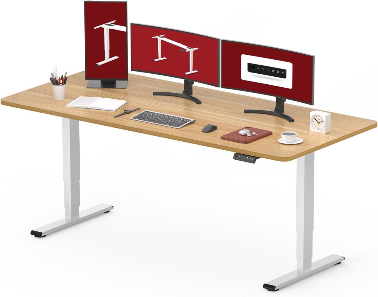 SANODESK EC4 Höhenverstellbarer Schreibtisch (180x80cm) mit 2 Motoren Elektrisch Schreibtisch Plus 3-Fach-Teleskop, mit Memory-Steuerung - Stehtisch Bild 1