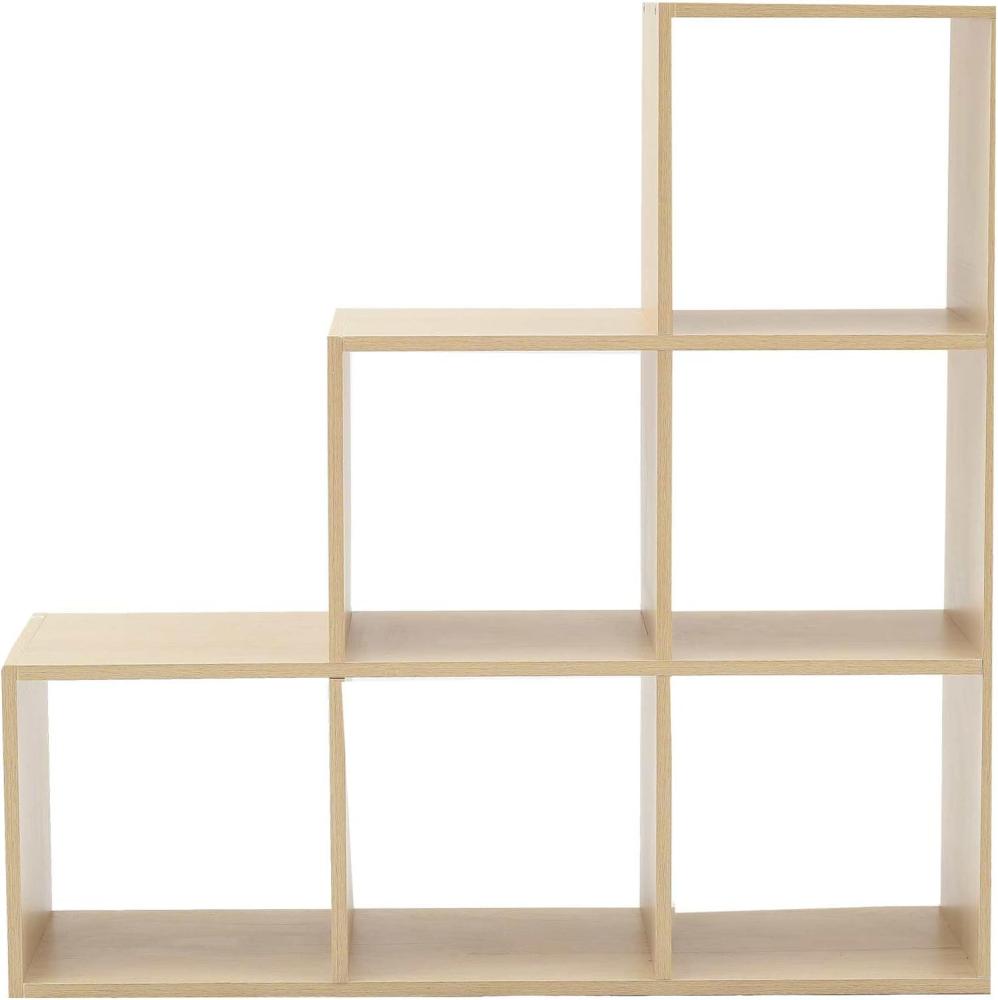 Rebecca Mobili Bücherregal Treppenregal 6 Ablagen Holz Braun Ordnung Wohnzimmer Kinderzimmer - 97,5 x 97,5 x 29 cm (H x B x T) - Art. RE6045 Bild 1