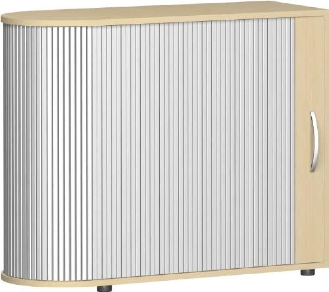 Querrollladenschrank abgerundet mit Standfüßen, Silber Buche, 100 x 40 x 83 cm Bild 1