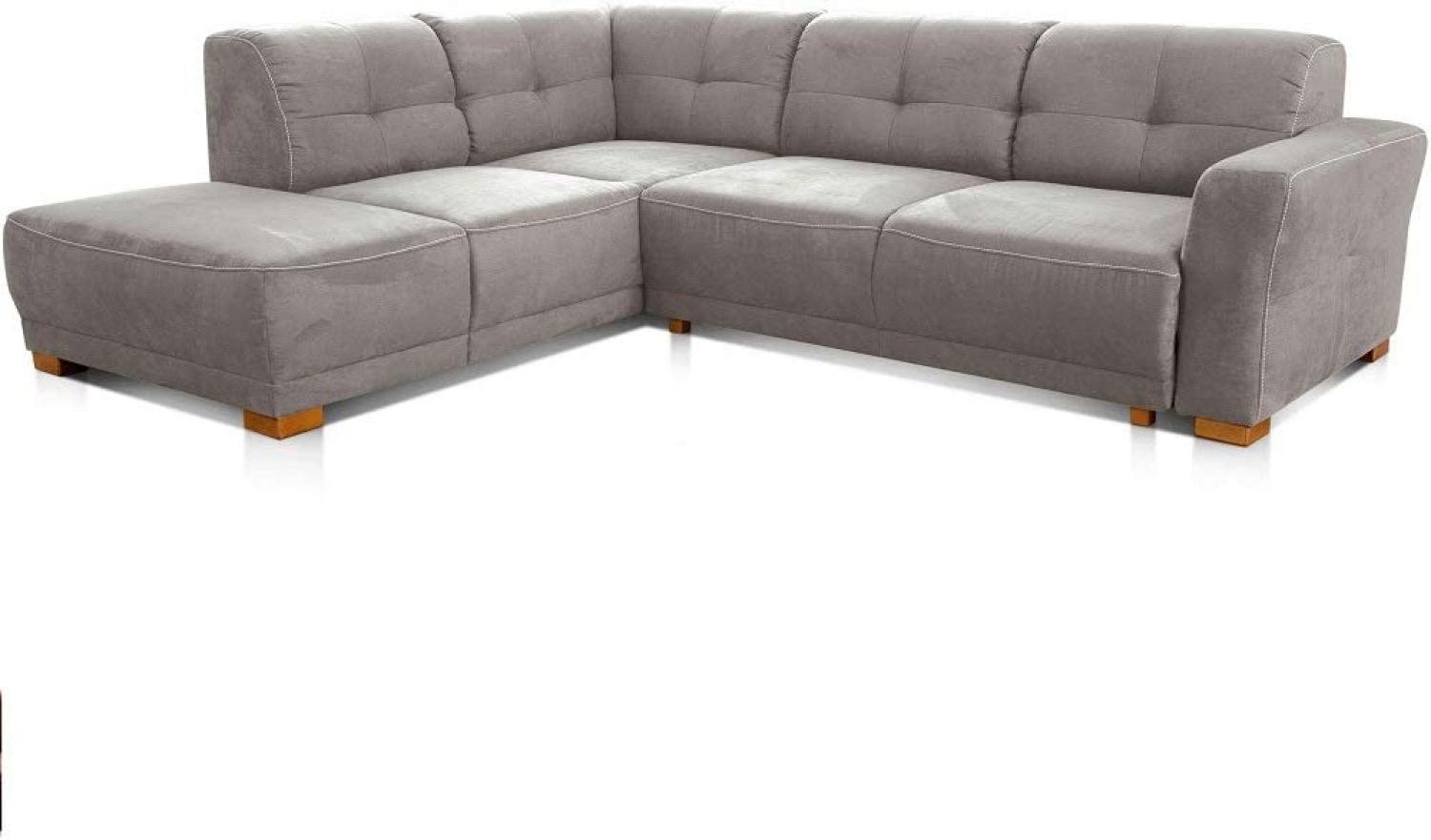 Cavadore Ecksofa Modeo, mit Federkern, Sofa in L-Form im modernen Landhausstil, Holzfüße, 261 x 77 x 214, Mikrofaser-Bezug, hellgrau Bild 1