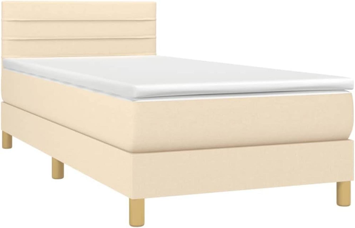 vidaXL Boxspringbett mit Matratze Creme 90x200 cm Stoff, Härtegrad: H2 [3140670] Bild 1