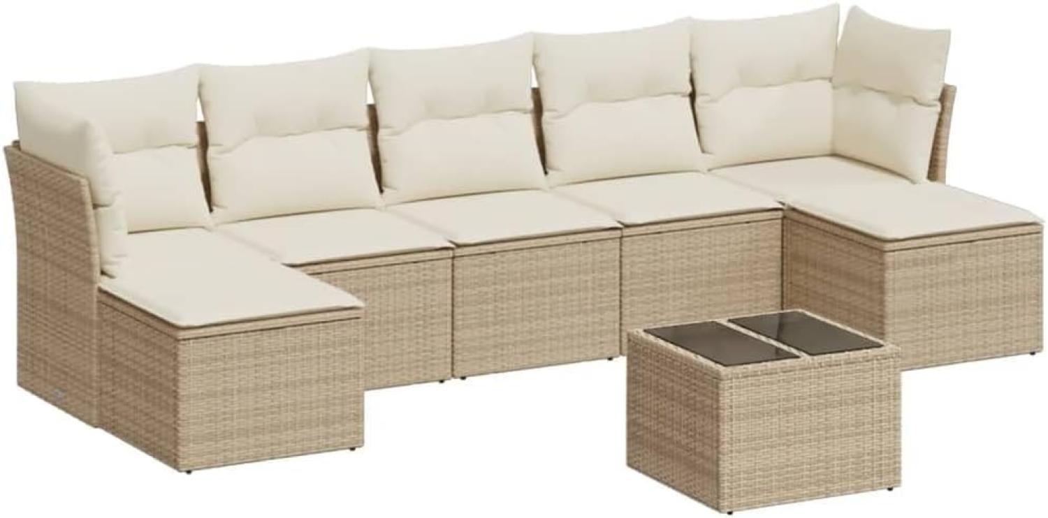 vidaXL 8-tlg. Garten-Sofagarnitur mit Kissen Beige Poly Rattan 3218038 Bild 1