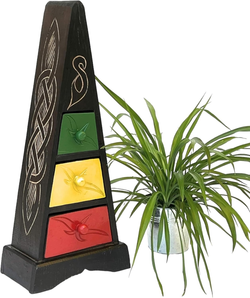 Cargo Loft Pyramide Celtic 60cm Bunt Kommode mit 3 Schubladen Schrank aus Holz Bild 1
