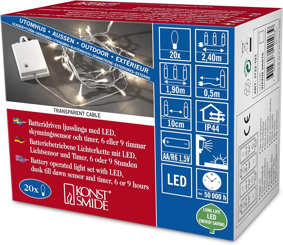KonstSmide LICHTERKETTE 20XLED AUßEN BATT (AN/AUS WARMWEIß) Bild 1
