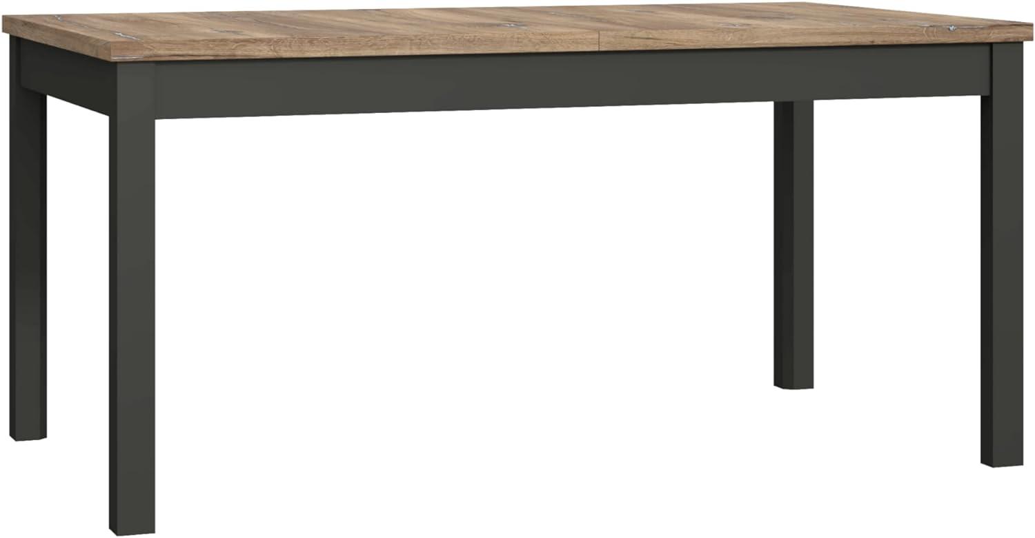 Forte Möbel JOKKAZ Esstisch ausziehbar, Holzwerkstoff, Flagstaff Eiche/schwarz, B x H x T: 160,4 x 76,6 x 90 cm Bild 1