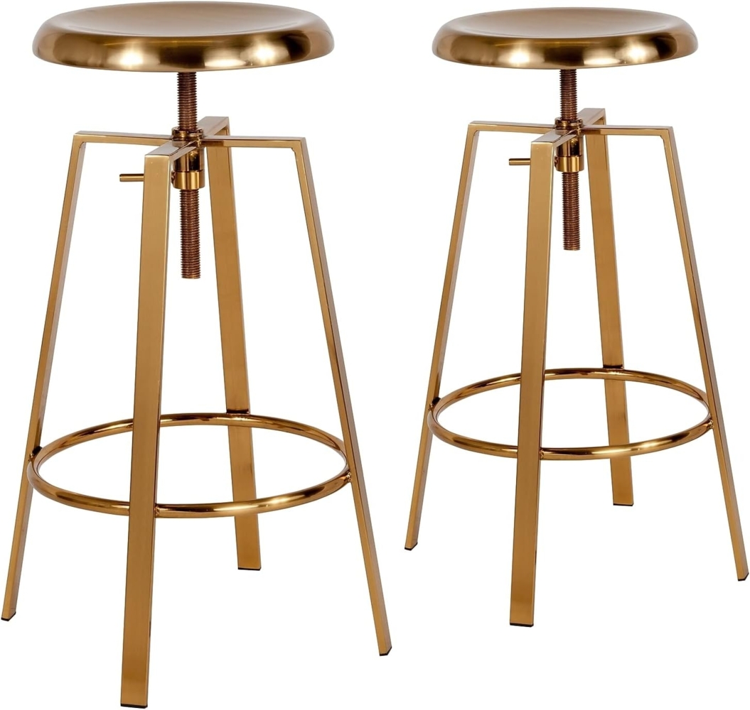 Flash Furniture Toledo Barhocker im Industriestil mit Drehheber, höhenverstellbar, Sitz in Gold-Finish (2 Stück) Bild 1