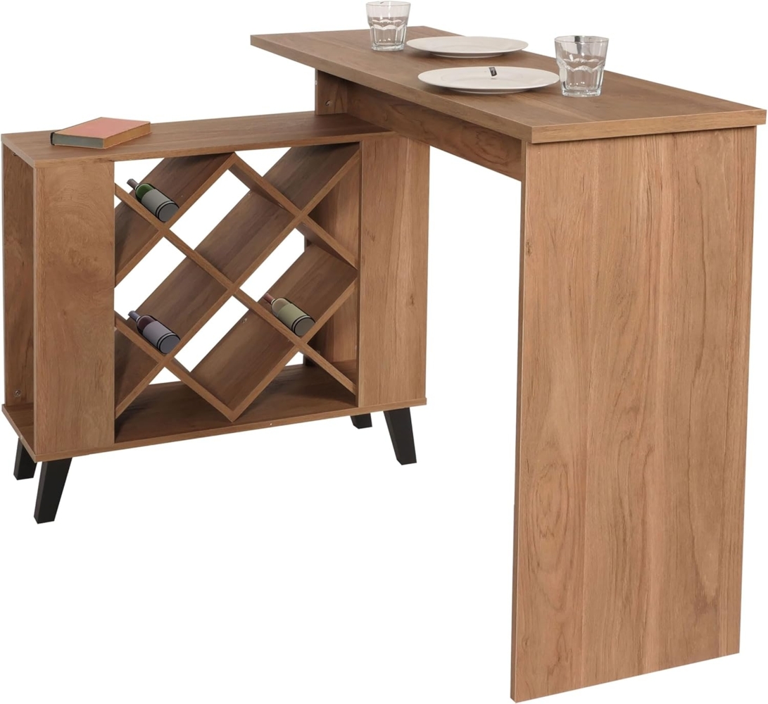 Bartisch HWC-M45, Stehtisch Thekentisch Weinregal Weinschrank, Staufächer 93x120x98cm, braun Bild 1