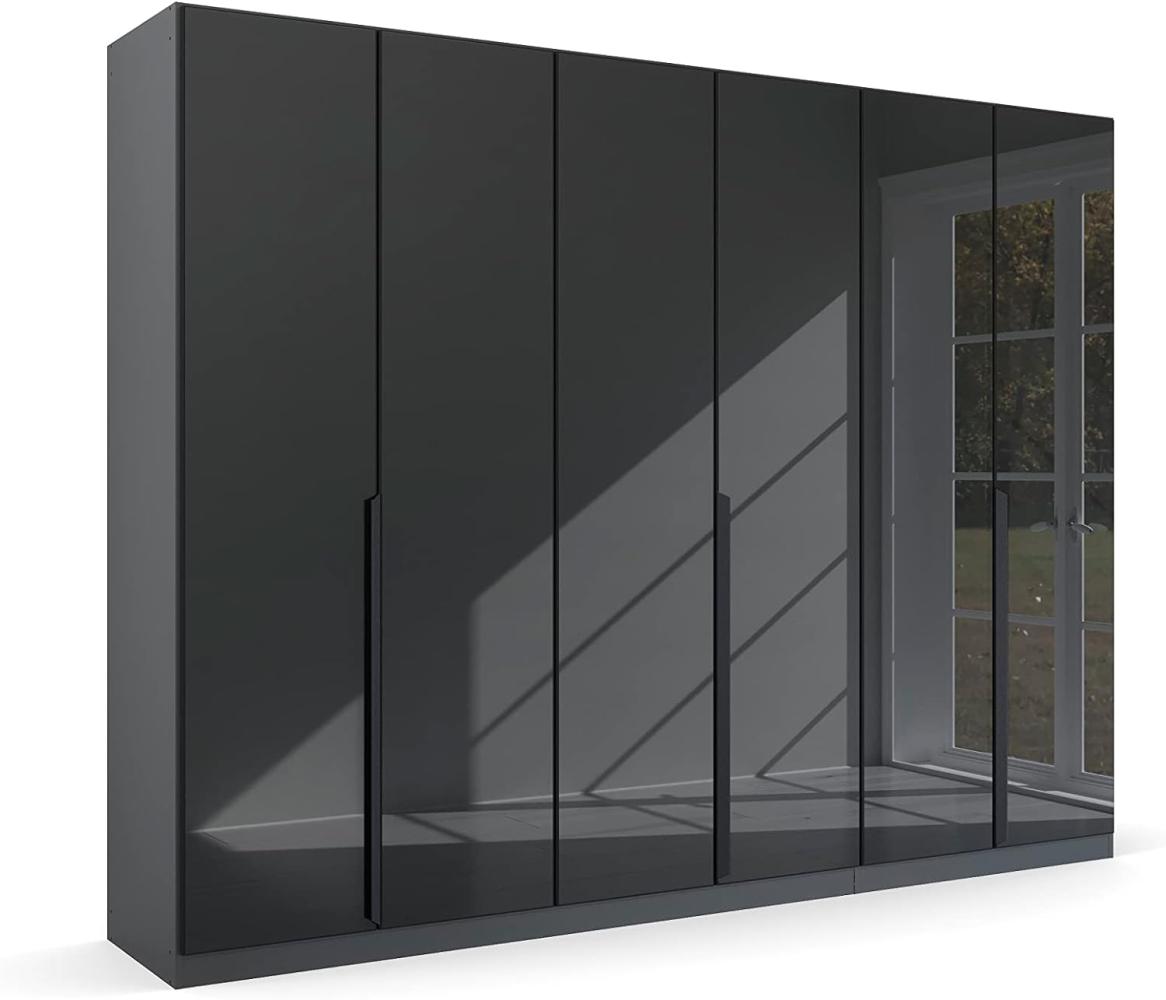 Kleiderschrank Drehtürenschrank Modern | 6-türig | grau metallic / Glas basalt | 271x210 Bild 1