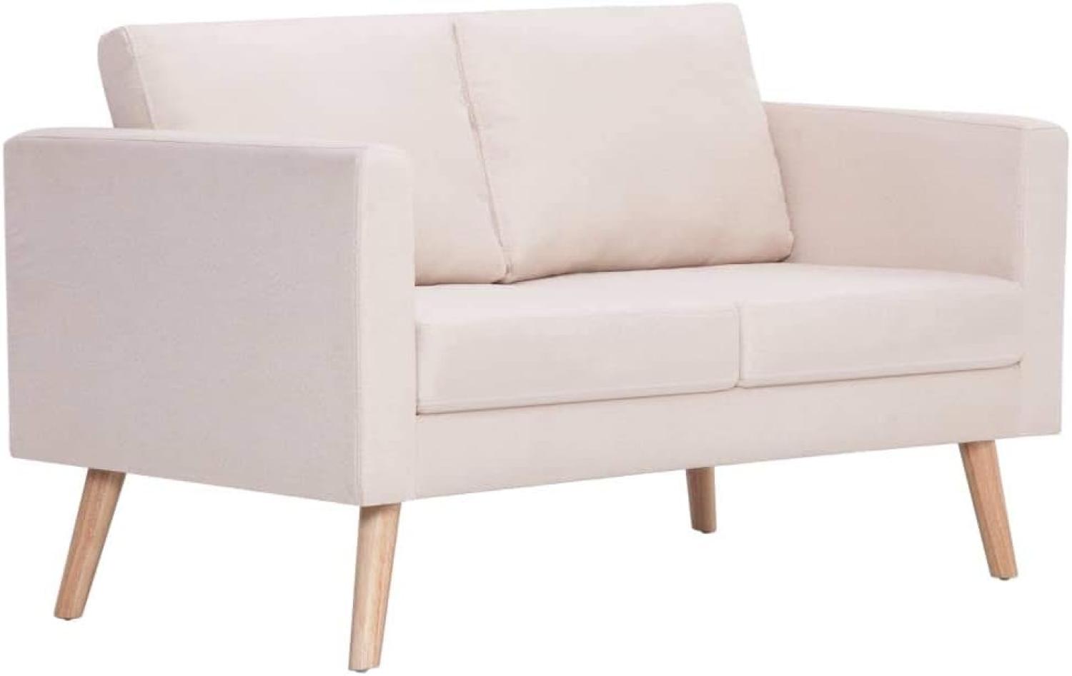 vidaXL 2-Sitzer-Sofa Stoff Cremeweiß [281351] Bild 1