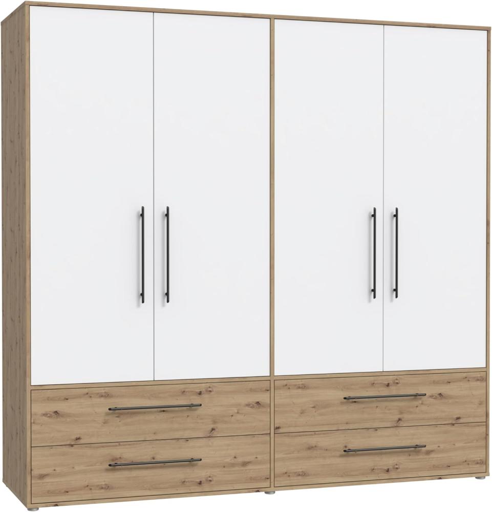 Highboard Vitrine halbhoch COMO Optik: Grau / Planked Eiche von Forte Bild 1