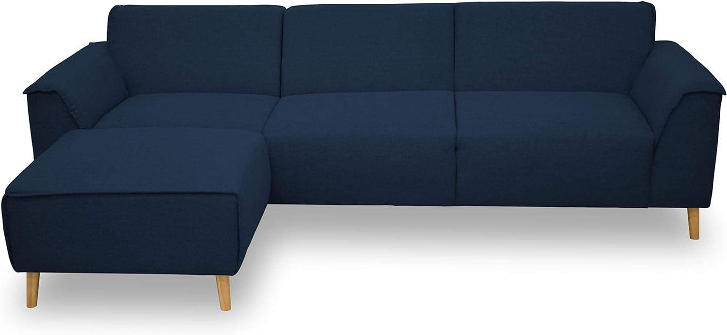 DOMO Collection Jules FK Eckgarnitur mit Federkernpolsterung, Eckcouch, Sofa in L-Form in skandinavischem Design, Ecke, dunkelblau, 159 x 268 cm Bild 1