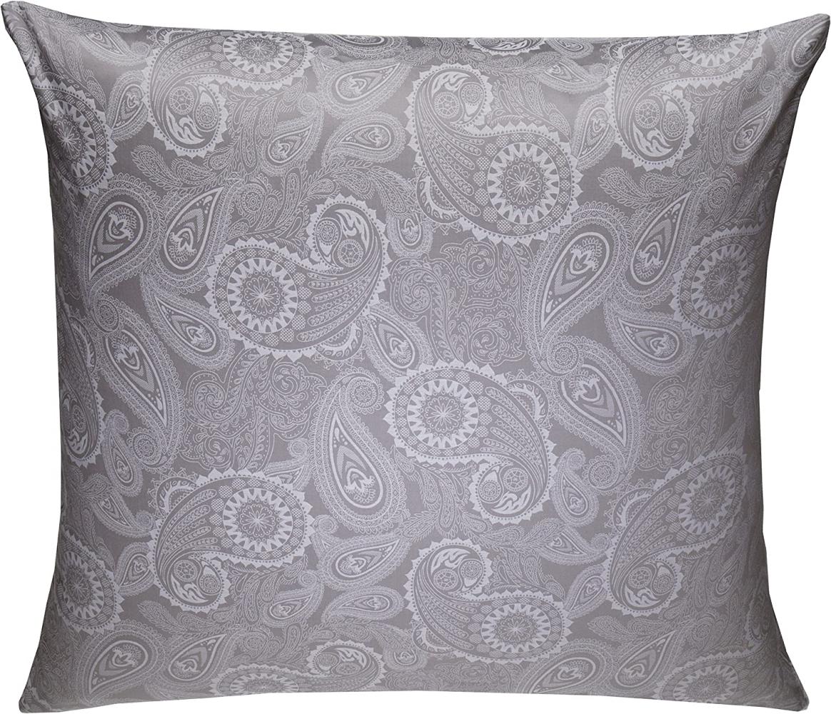 Bettwaesche-mit-Stil Mako-Satin Damast Paisley Bettwäsche "Davos" weiß-grau Kissenbezug 40x40 cm Bild 1