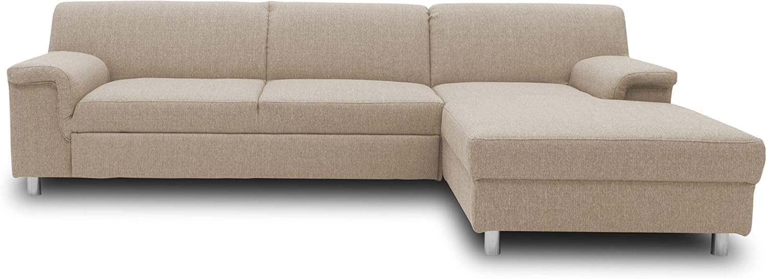 DOMO Collection Junin Ecksofa, Sofa in L-Form, Couch Polsterecke, Moderne Eckcouch, beige, 251x150 cm Bild 1