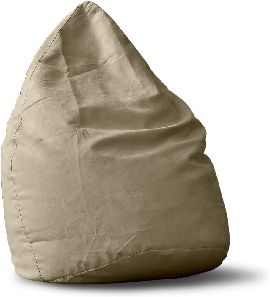 Lumaland Luxury XL Plus Microvelours Sitzsack stylischer Beanbag 220L Füllung mit extra starken Nähten Beige Bild 1