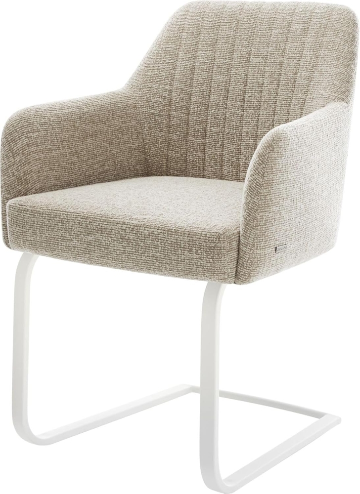 Freischwinger Greg-Flex Webstoff Soft Beige Freischwinger flach Weiß Taschenfederkern Bild 1