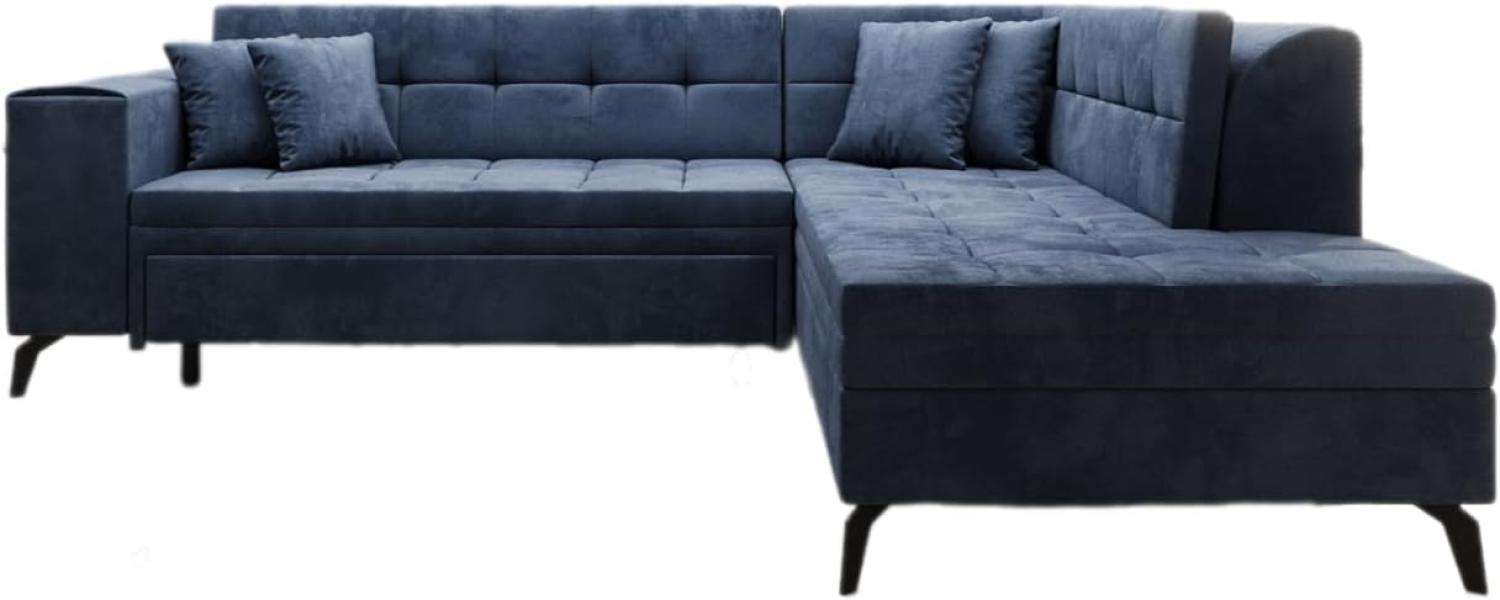 Designer Sofa Lania mit Schlaffunktion Samt Blau Rechts Bild 1