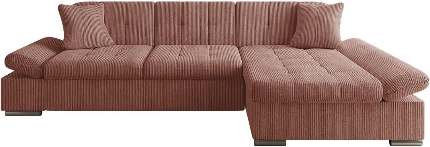 'Malwi' Ecksofa Cord rechtsseitig, rosa Bild 1