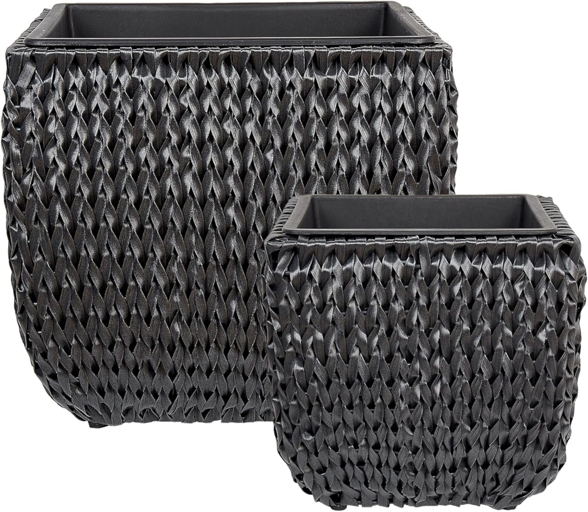 Set mit 2 Blumentöpfen BERBERIS PE Rattan 34 45 cm Schwarz Bild 1