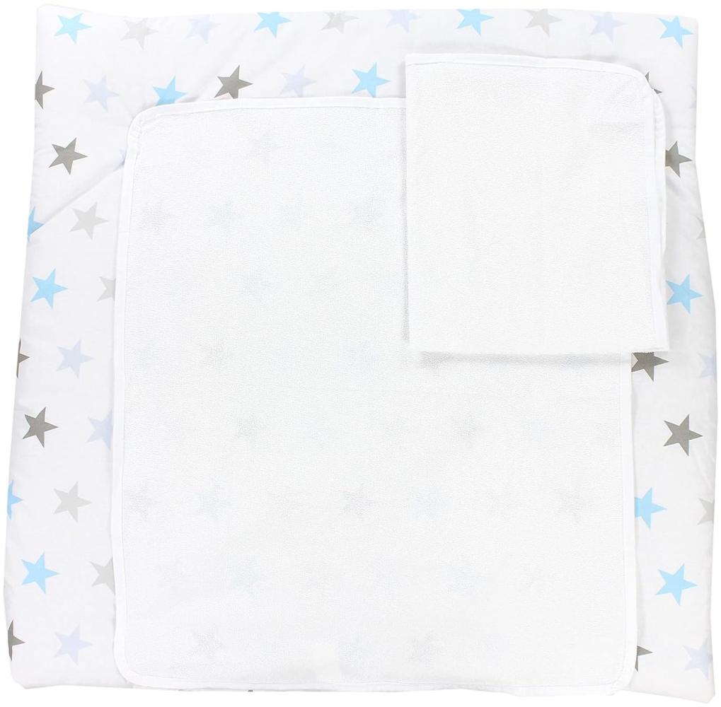TupTam Baby Wickelauflage inkl. 2 Frotteebezüge ANK019, Farbe: Sterne Blau Grau, Größe: 76x76 cm Bild 1