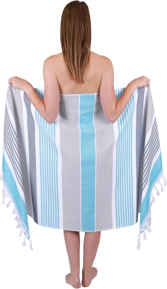 Betz Badetuch Hamamtuch 1 Stück 90 x 170 cm Badetuch Strandtuch Saunahandtuch, (1 Stück, 1-St), 100% Baumwolle, Farbe blau Bild 1