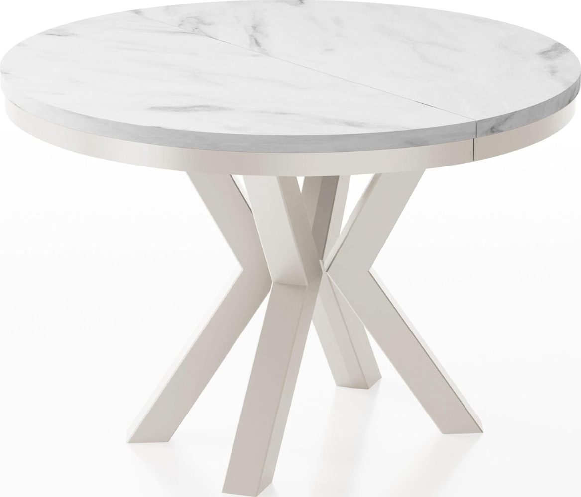 WFL GROUP Esstisch Clara Cashmere (erhältlich in zwei Größen – 100/120 cm, ausziehbar auf 180/200 cm), platzsparender Industrial Tisch in Holzoptik für Wohnzimmer oder Küche Bild 1