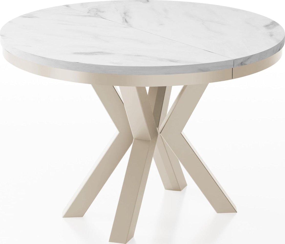 WFL GROUP Esstisch Clara Cashmere (erhältlich in zwei Größen – 100/120 cm, ausziehbar auf 180/200 cm), platzsparender Industrial Tisch in Holzoptik für Wohnzimmer oder Küche Bild 1