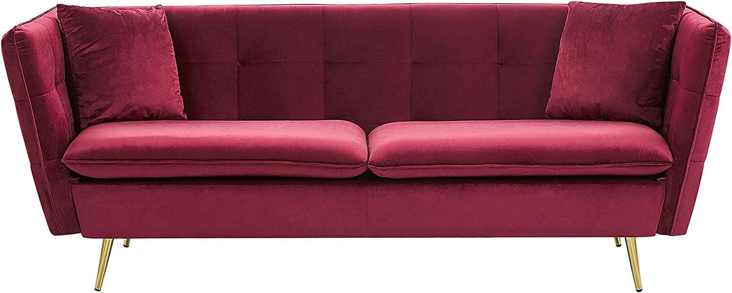 3-Sitzer Sofa Samtstoff dunkelrot FREDERICA Bild 1