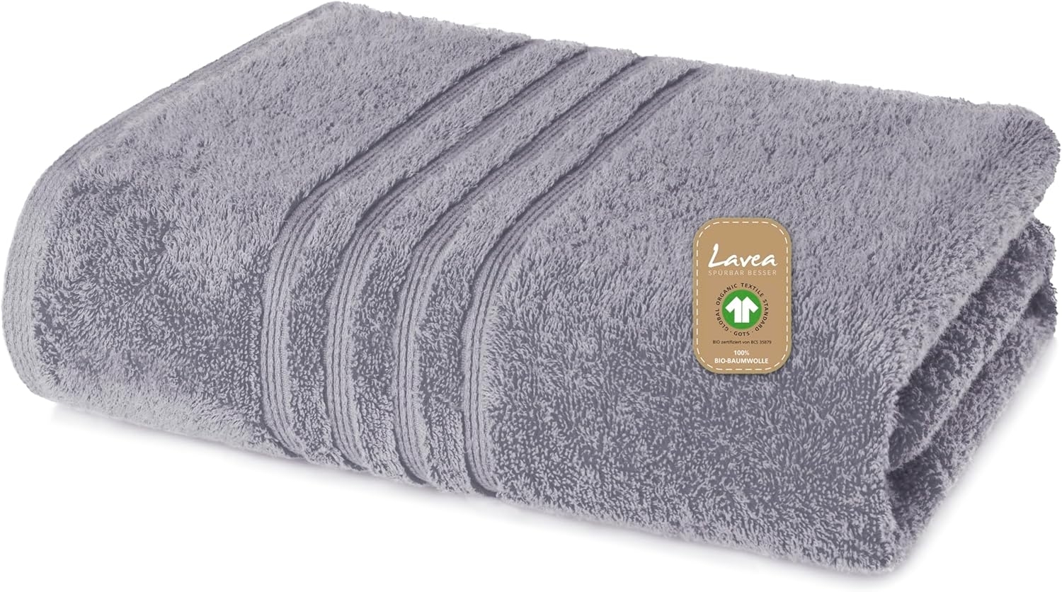 Lavea Badetuch Bali Duschtuch 100x150 cm Duschtuch 70x140 cm, Weiches Bio-Baumwollfrottee (1-St), pflegeleicht, GOTS-zertifiziert, extra saugstark mit 500g/m² Bild 1