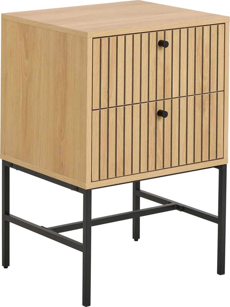 ACTONA GROUP Nachttisch Albany, Eiche-Optik, Lamellenfront, 2 Schubladen, B: 45,6 cm Bild 1
