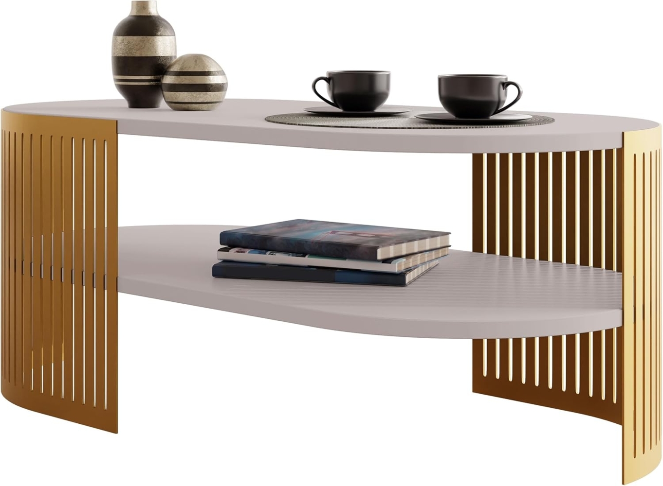 Couchtisch Fahugin Oval Gold II (Farbe: Gold / Cashmere) Bild 1