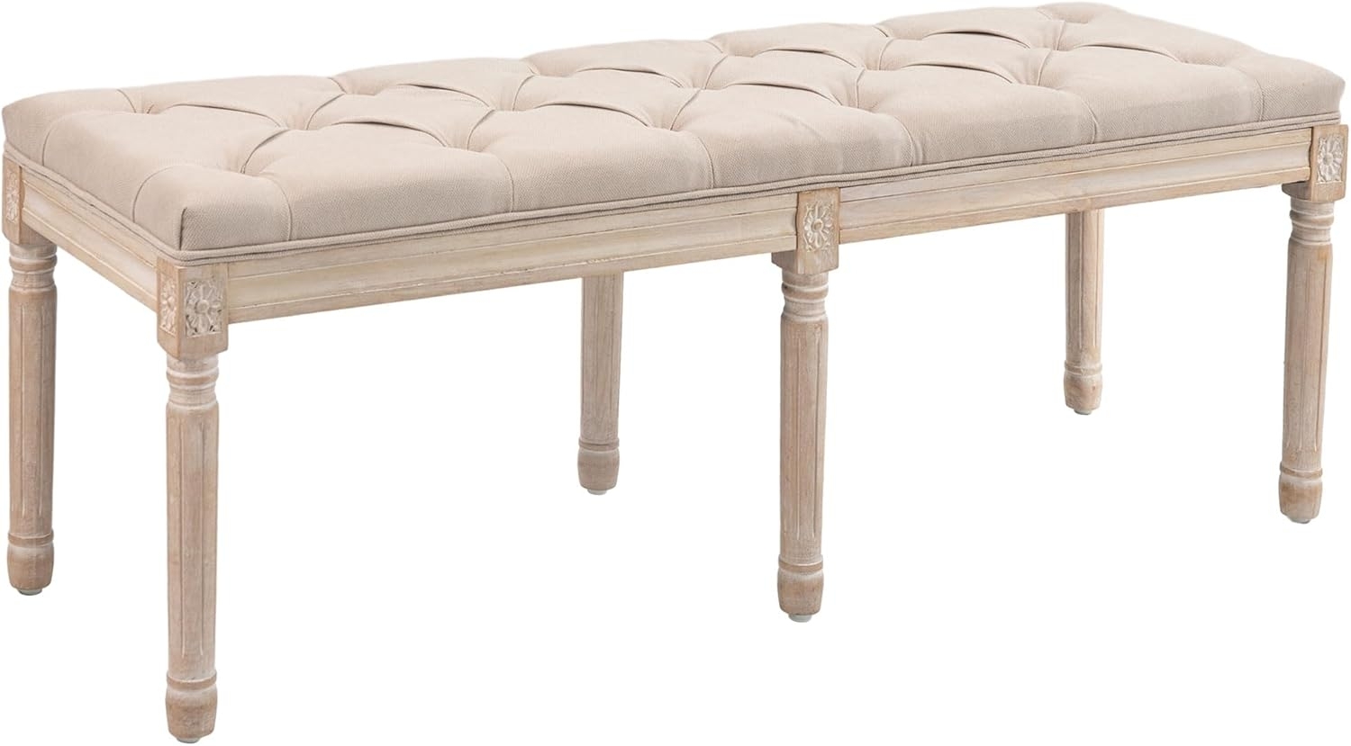 HOMCOM Polsterbank Schlafzimmerbank mit Knöpfen (Sitzbank, 1-St, Bettbank), Beige 117 x 40 x 48 cm Bild 1