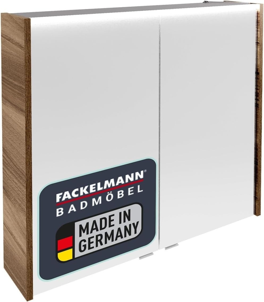 Fackelmann VERONA LED Spiegelschrank 80 cm, Braun Dunkel Bild 1