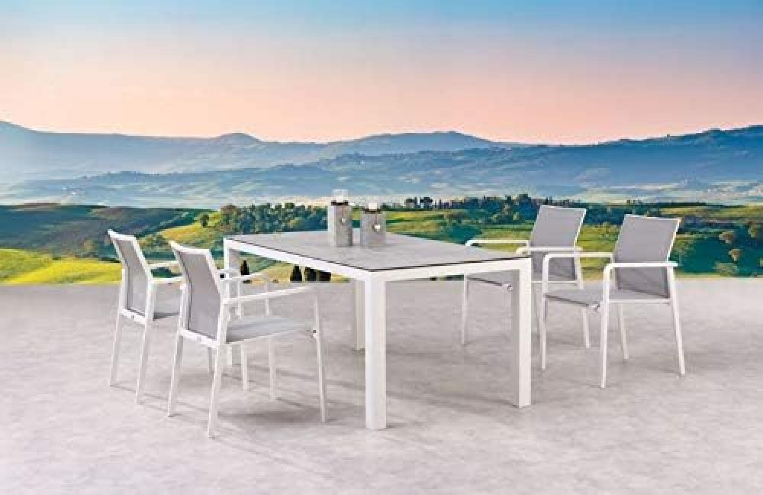 5tlg. Dining Set Stapelsessel Rhodos und Tisch Houston Bild 1