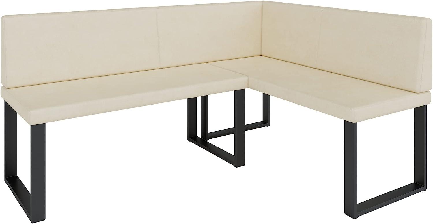 Eckbank Akiko Metal - Eckbankgruppe für Ihrem Esszimmer, Küche modern, Sitzecke, Essecke. Perfekt für Küche, Büro und Rezeption. Solide und Starke Verarbeitung. (Soft 18, 196x142cm rechts) Bild 1