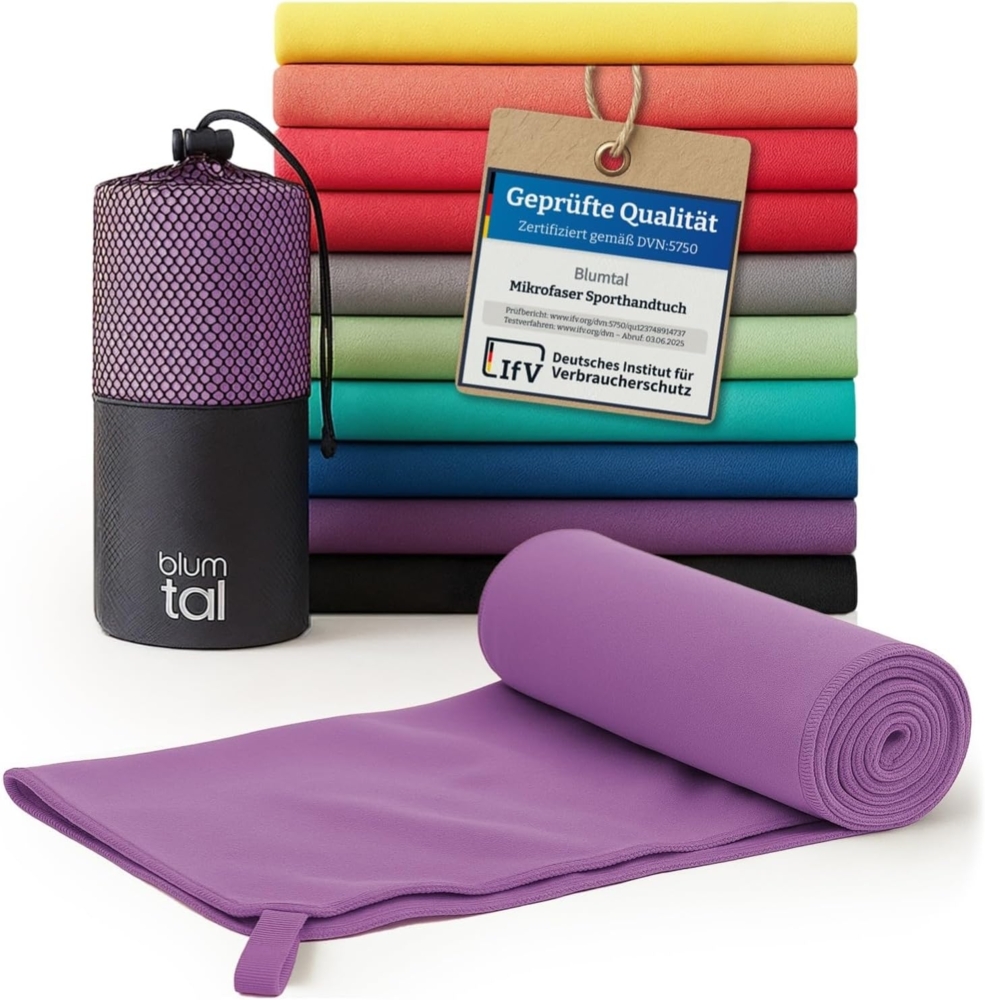 Blumtal Sporthandtuch Mikrofaser Handtuch - kompakte Mikrofaser Handtücher, Mikrofaser (inkl. Transporttasche, einzeln oder als Set verfügbar, 1-St), ultra leicht & schnelltrocknend, Reisehandtuch, Strandhandtuch Bild 1