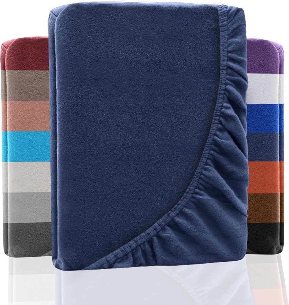 NatureMark Spannbettlaken Winter Thermo Fleece Spannbettlaken, 80% Baumwolle und 20% Polyester, Gummizug: rundum, (1 Stück), 180 x 200 cm bis 200 x 200 cm - Navy blau Bild 1