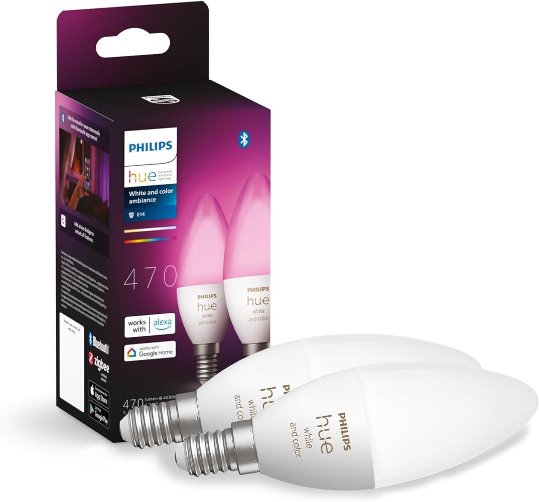 Signify Philips Hue White and Color Ambiance - LED-Lampe - Form: B39 - E14 - 4 W (Entsprechung 25 W) Bild 1