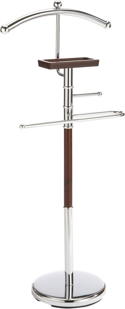 axentia Stummer Diener Godiva mit Ablagefläche aus Pinienholz, Kleiderbutler für Damen & Herren, 108 cm hoch, Silber Bild 1