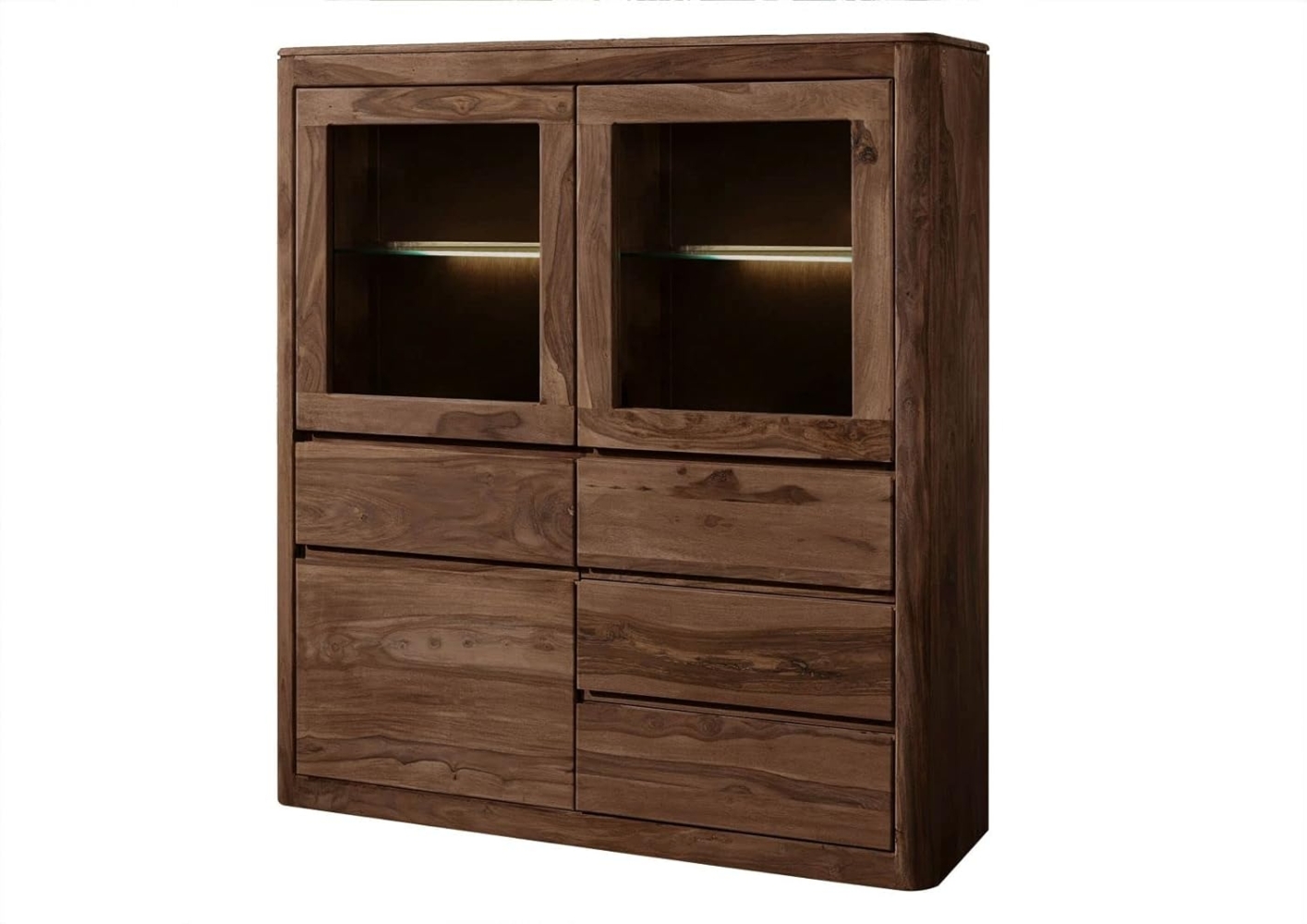 Massivmoebel24 Highboard (Highboard Sheesham 128x40x145 smoked cherry gebeizt TORONTO #103) Bild 1