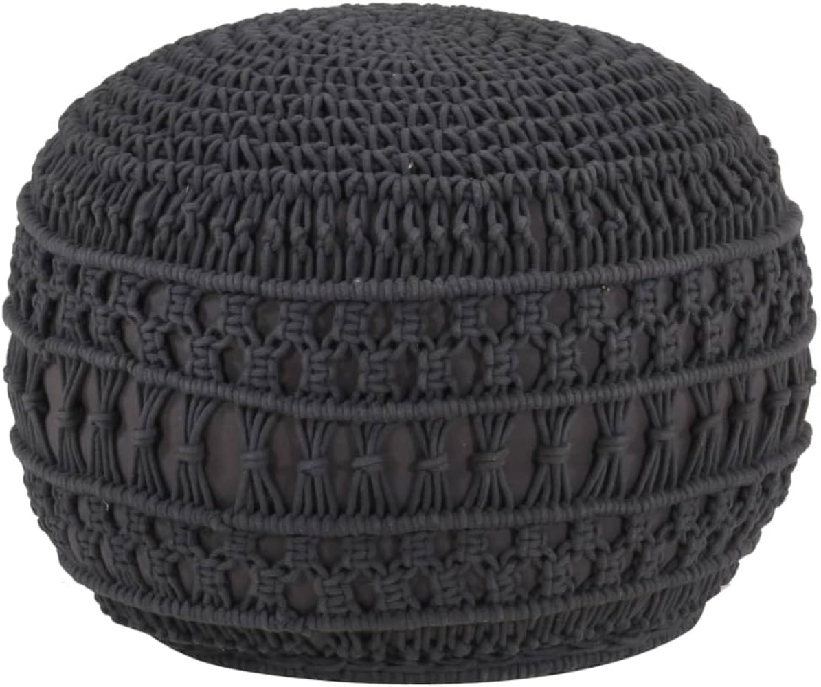 Makramee Sitzpuff Handgefertigt Anthrazit 45x30 cm Baumwolle [324006] Bild 1
