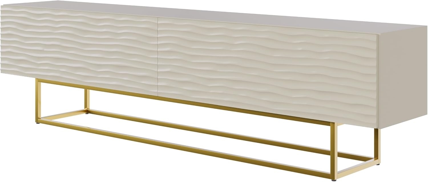 Selsey Wavio - TV-Lowboard Graubeige mit goldenem Metallgestell, 175 cm Bild 1