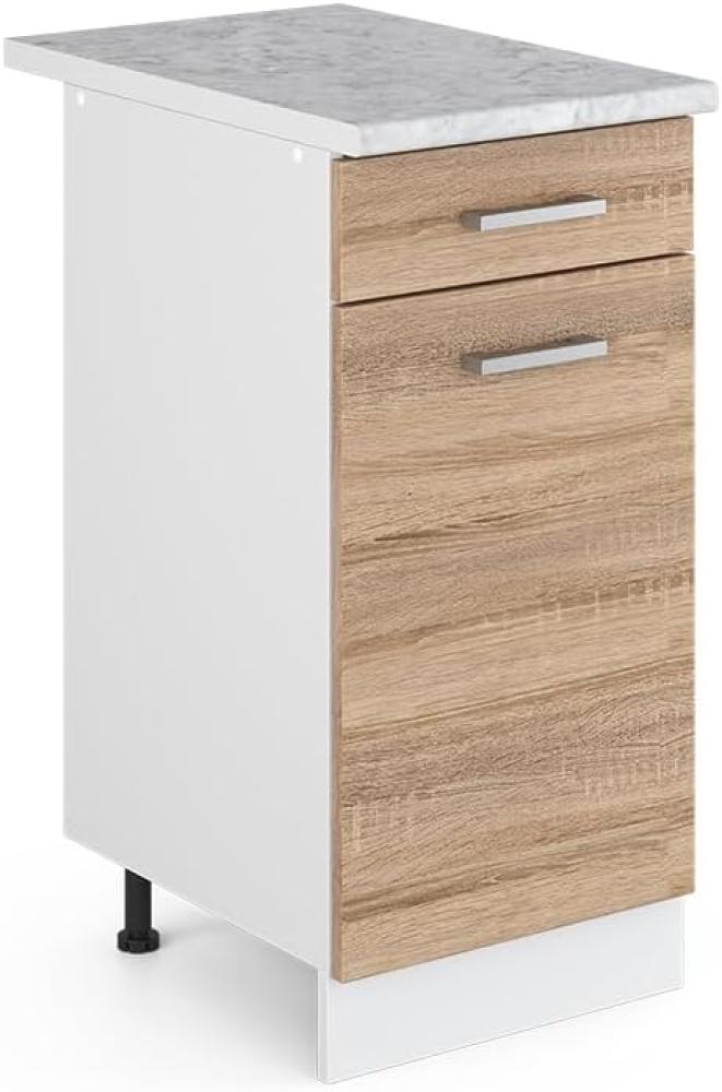 Vicco Küchenschrank R-Line Hängeschrank Unterschrank Küchenzeile Küchenunterschrank Arbeitsplatte, Möbel verfügbar in anthrazit und weiß (Sonoma mit Arbeitsplatte, Schubunterschrank 40 cm) Bild 1