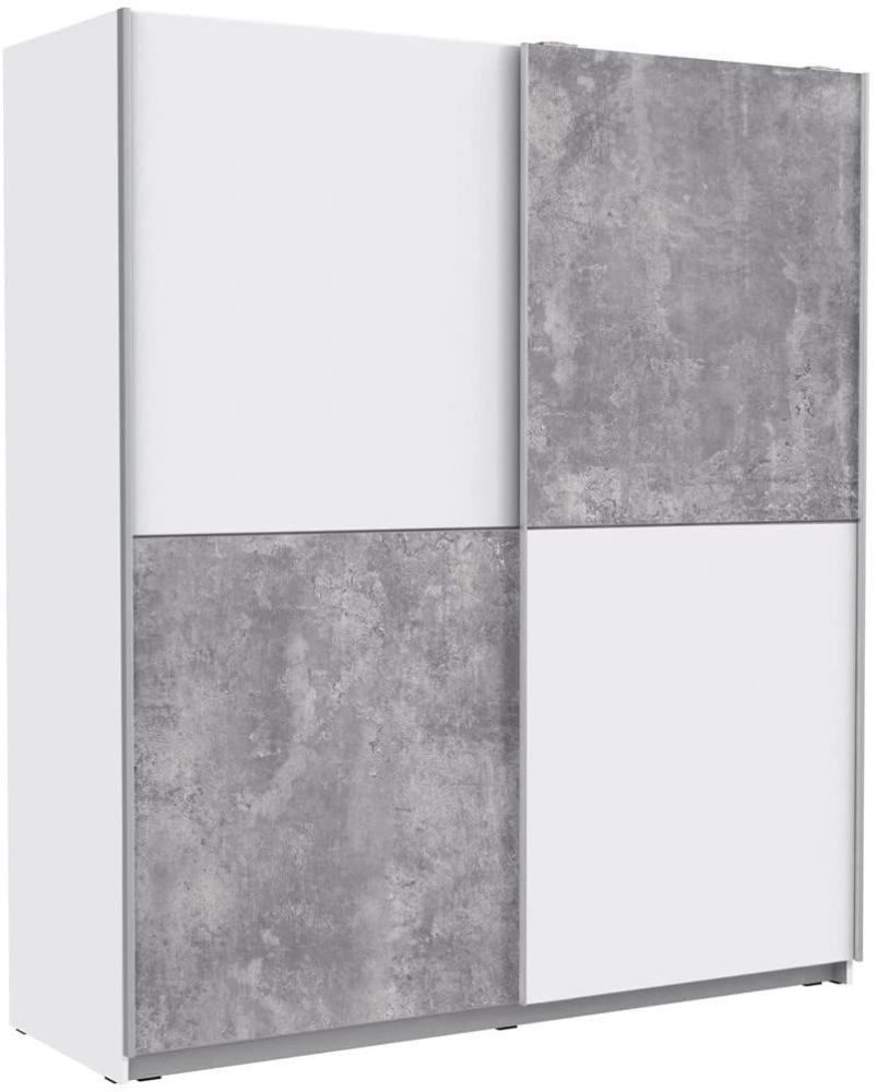 Schwebetürenschrank Wibold 4 weiß Betondekor 170x191x61 cm Schrank mit Dämpfungsbeschlägen Bild 1