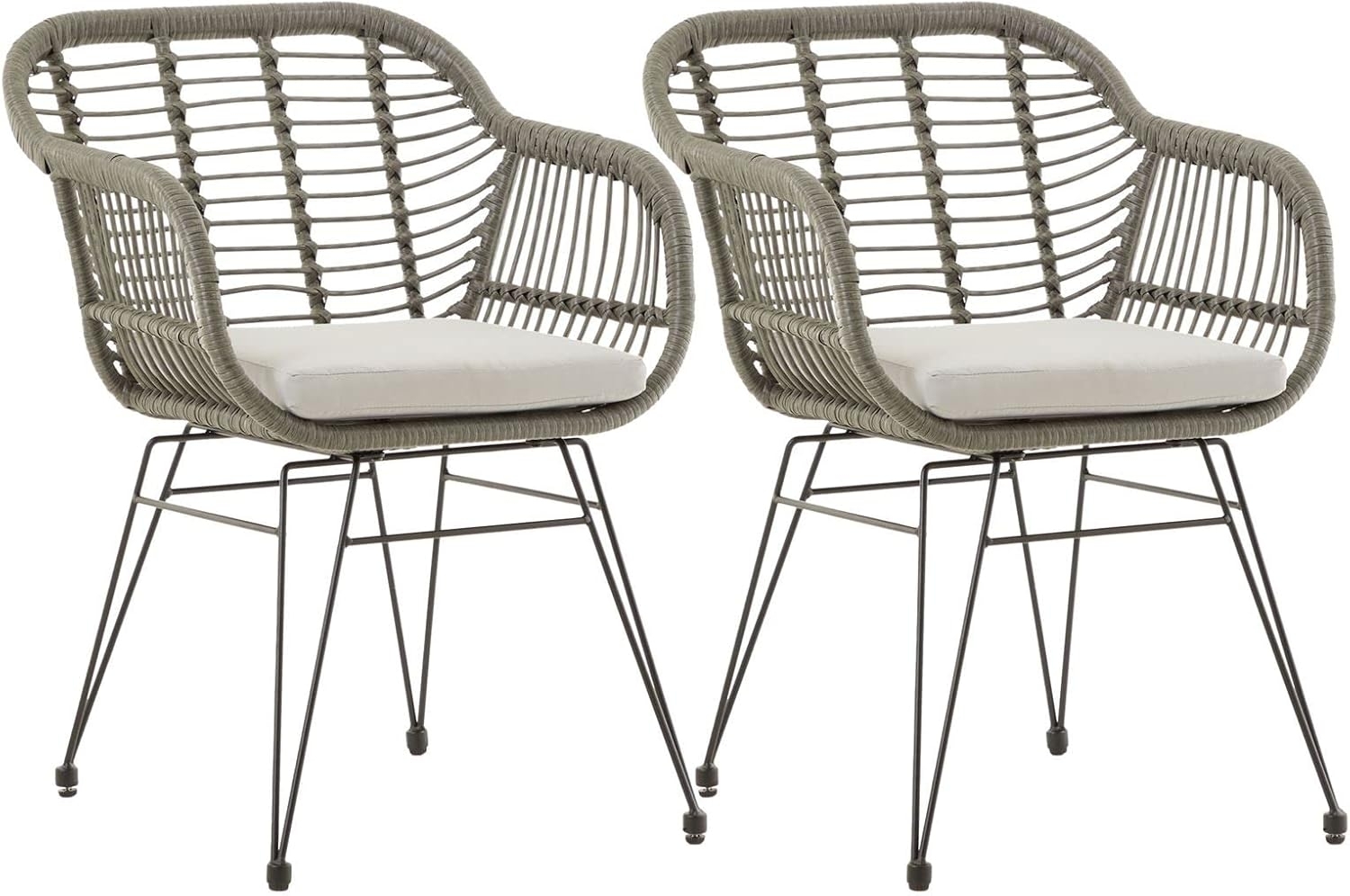 IDIMEX Gartenstuhl PARAMO (2 St), Gartenstuhl 2er Set Metallgestell und Polyrattan Geflecht grau mit Kis Bild 1