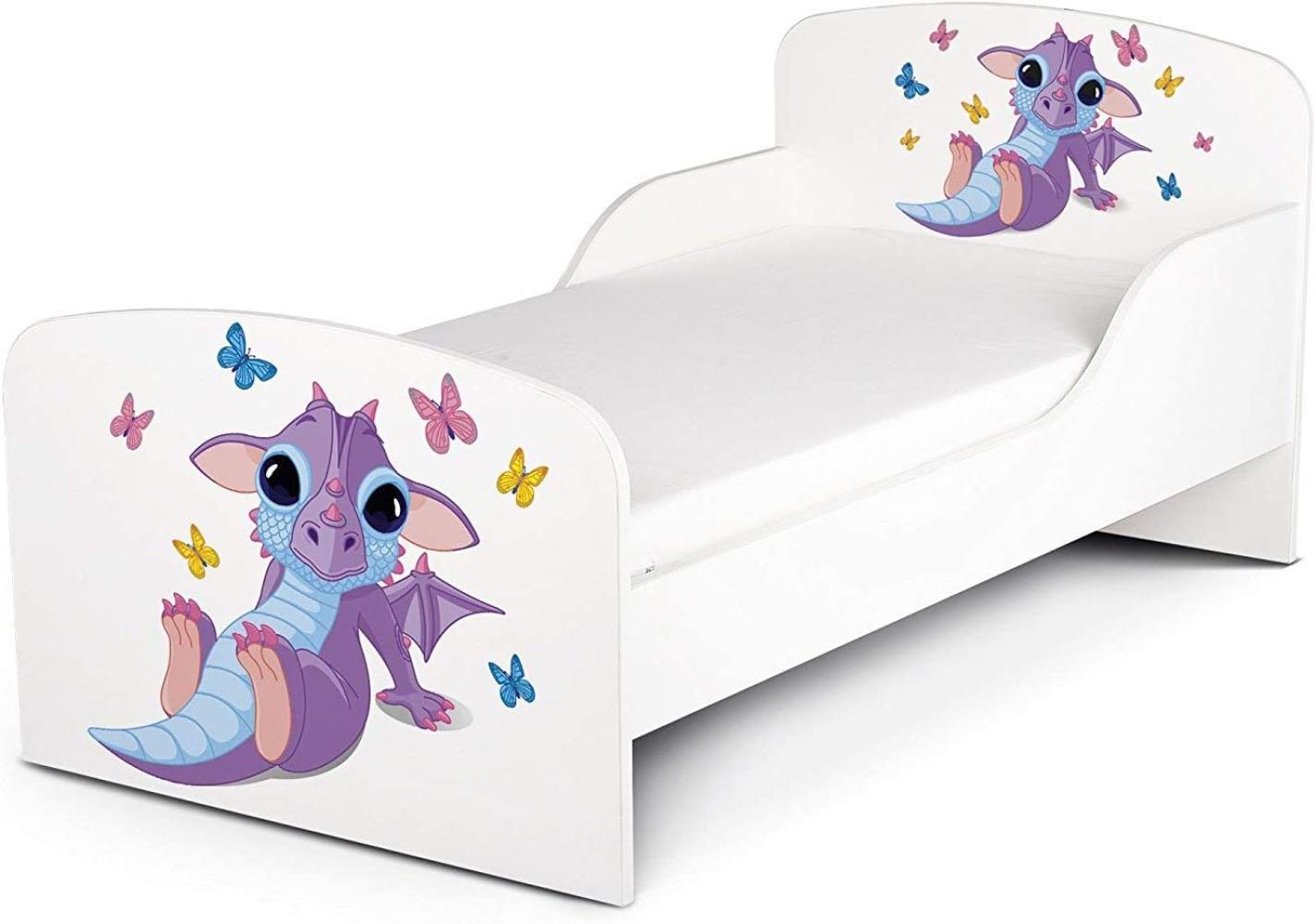 Leomark Kinderbett 70x140 cm, Babydrache, mit Matratze und Lattenrost Bild 1