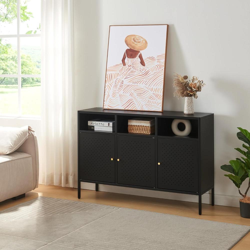 Sideboard Janakkala 119x35x80 cm Schwarz [en. casa] Bild 1