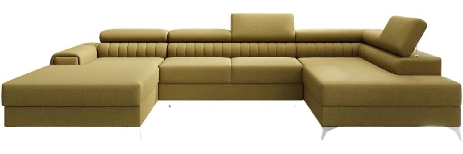 Designer Sofa Collina mit Schlaf- und Klappfunktion Stoff Senf Rechts Bild 1