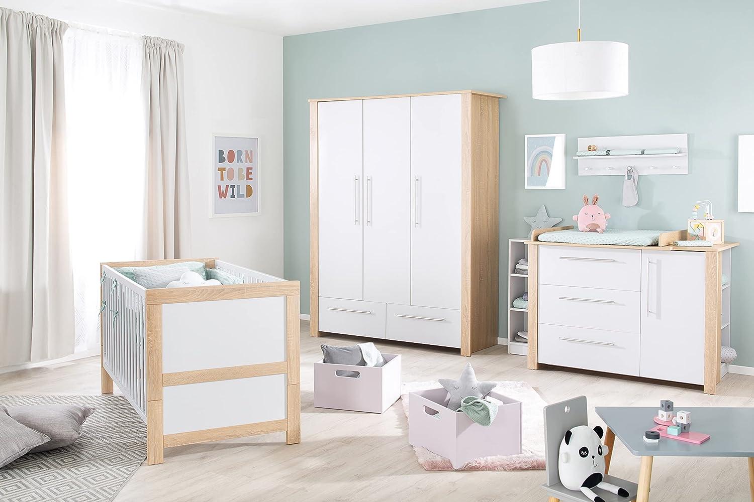 roba Kinderzimmerset 'Matilda' 3-teilig - Bett 70 x 140 - Kleiderschrank 3-türig - Lichtgrau Bild 1