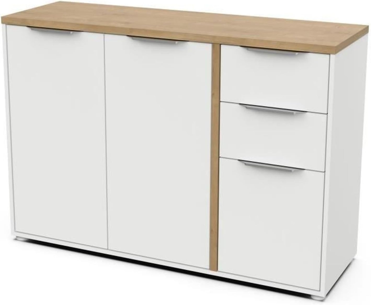 Demeyere Sideboard, Weiß und Eiche, 121,5 x 39,6 x 85,6 cm Bild 1